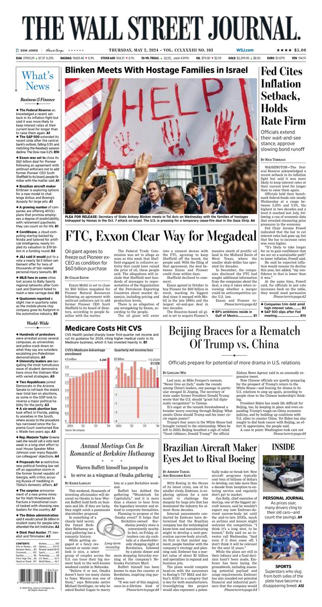 MacroTraders.ro - the front page of The Wall Street Journal - 4 Thursday - 02.05.2024 Picture